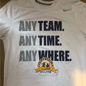 Nike White and Blue Graphic Tee